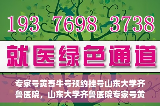 专家号黄哥牛号预约挂号山东大学齐鲁医院，山东大学齐鲁医院专家号黄哥牛号预约挂号指南