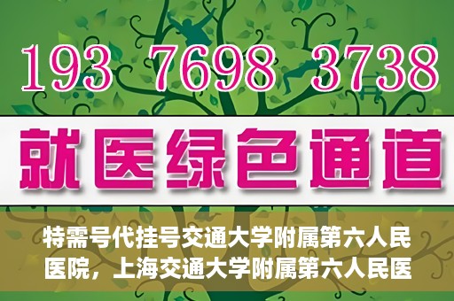 特需号代挂号交通大学附属第六人民医院，上海交通大学附属第六人民医院特需号代挂号服务解析