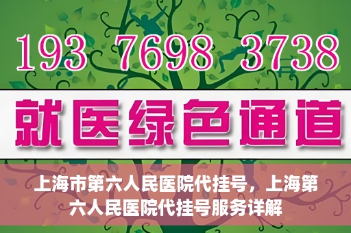 上海市第六人民医院代挂号，上海第六人民医院代挂号服务详解