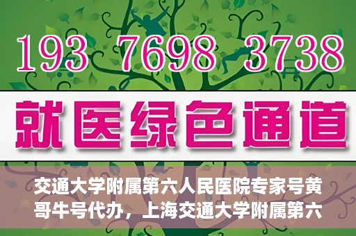 交通大学附属第六人民医院专家号黄哥牛号代办，上海交通大学附属第六人民医院专家号黄哥牛号预约代办服务解析