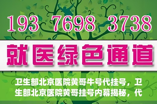 卫生部北京医院黄哥牛号代挂号，卫生部北京医院黄哥挂号内幕揭秘，代挂号背后的故事