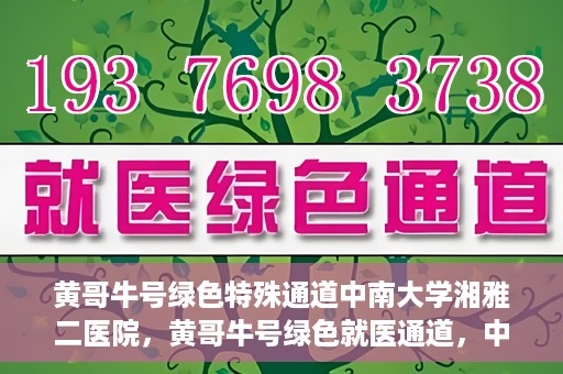 黄哥牛号绿色特殊通道中南大学湘雅二医院，黄哥牛号绿色就医通道，中南大学湘雅二医院特色服务揭秘