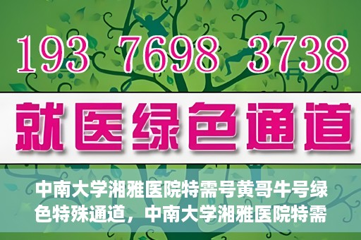 中南大学湘雅医院特需号黄哥牛号绿色特殊通道，中南大学湘雅医院特需号黄哥牛号，绿色特殊通道开启健康之门