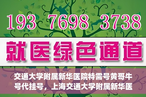 交通大学附属新华医院特需号黄哥牛号代挂号，上海交通大学附属新华医院特需号代挂号服务解析——黄哥牛号代挂号攻略