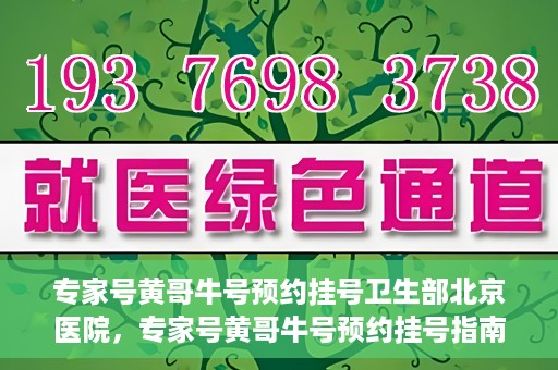 专家号黄哥牛号预约挂号卫生部北京医院，专家号黄哥牛号预约挂号指南，北京医院卫生部挂号攻略
