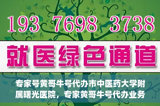 专家号黄哥牛号代办市中医药大学附属曙光医院，专家黄哥牛号代办业务揭秘，市中医药大学附属曙光医院的健康服务新动态