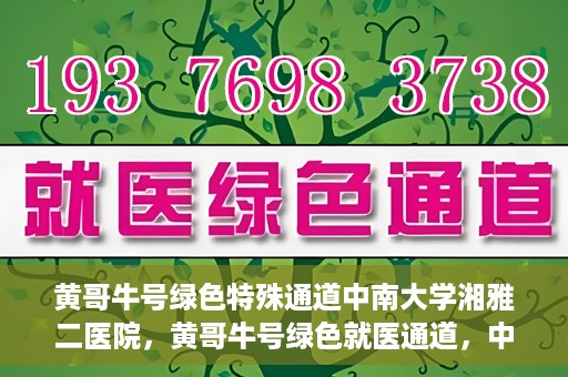 黄哥牛号绿色特殊通道中南大学湘雅二医院，黄哥牛号绿色就医通道，中南大学湘雅二医院特色服务揭秘