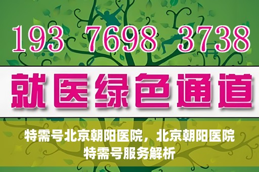 特需号北京朝阳医院，北京朝阳医院特需号服务解析
