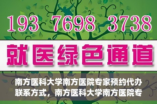南方医科大学南方医院专家预约代办联系方式，南方医科大学南方医院专家预约代办服务指南，一键联系便捷预约专家服务