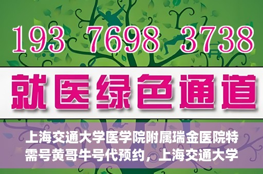 上海交通大学医学院附属瑞金医院特需号黄哥牛号代预约，上海交通大学医学院附属瑞金医院特需号预约服务解析——黄哥牛号预约攻略