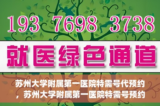 苏州大学附属第一医院特需号代预约，苏州大学附属第一医院特需号预约服务详解