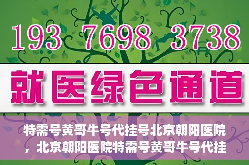 特需号黄哥牛号代挂号北京朝阳医院，北京朝阳医院特需号黄哥牛号代挂号服务解析