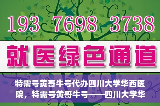 特需号黄哥牛号代办四川大学华西医院，特需号黄哥牛号——四川大学华西医院代办服务解析