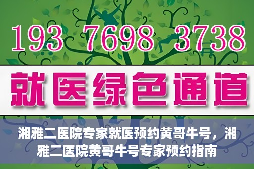 湘雅二医院专家就医预约黄哥牛号，湘雅二医院黄哥牛号专家预约指南