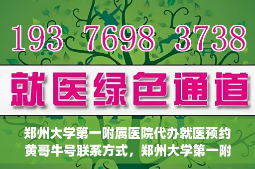 郑州大学第一附属医院代办就医预约黄哥牛号联系方式，郑州大学第一附属医院预约就医助手黄哥联系方式及预约挂号服务解析