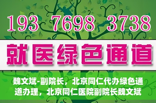 魏文斌-副院长，北京同仁代办绿色通道办理，北京同仁医院副院长魏文斌，绿色通道代办的便捷之路