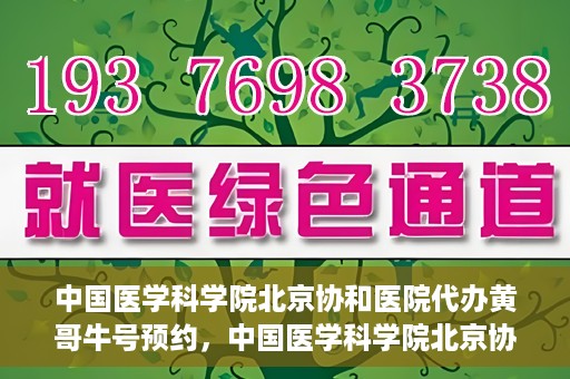 中国医学科学院北京协和医院代办黄哥牛号预约，中国医学科学院北京协和医院黄哥预约挂号代办服务解析