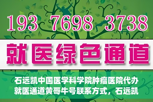 石远凯中国医学科学院肿瘤医院代办就医通道黄哥牛号联系方式，石远凯教授就医通道代办联系方式，黄哥牛号助力就医之路