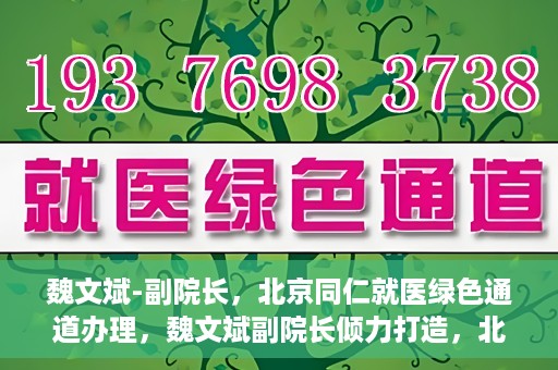 魏文斌-副院长，北京同仁就医绿色通道办理，魏文斌副院长倾力打造，北京同仁就医绿色通道办理新策略