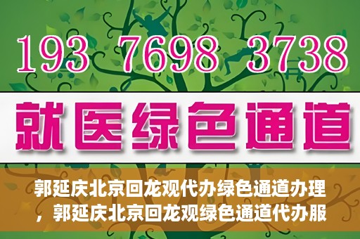郭延庆北京回龙观代办绿色通道办理，郭延庆北京回龙观绿色通道代办服务详解