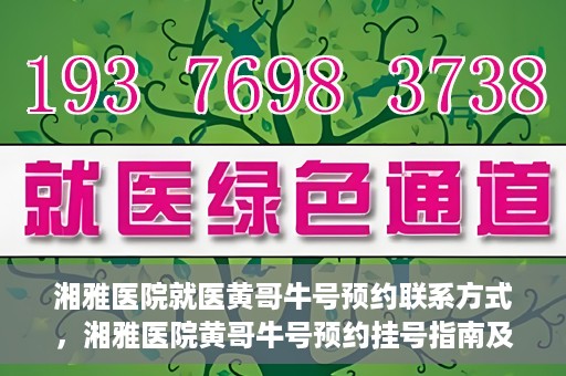 湘雅医院就医黄哥牛号预约联系方式，湘雅医院黄哥牛号预约挂号指南及联系方式揭秘