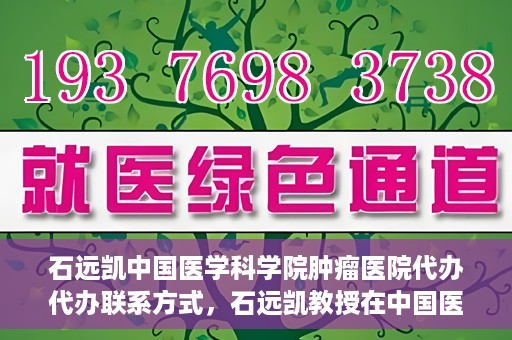 石远凯中国医学科学院肿瘤医院代办代办联系方式，石远凯教授在中国医学科学院肿瘤医院——代办联系方式权威解析