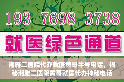 湘雅二医院代办就医黄哥牛号电话，揭秘湘雅二医院黄哥就医代办神秘电话背后的故事