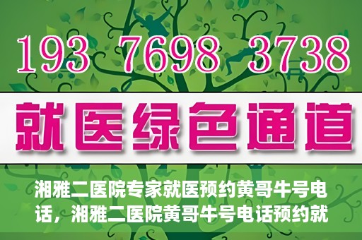 湘雅二医院专家就医预约黄哥牛号电话，湘雅二医院黄哥牛号电话预约就医攻略，专家预约指南
