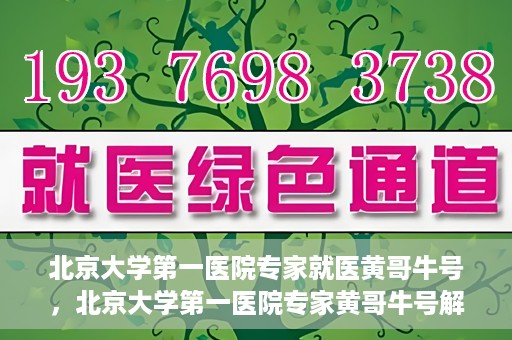 北京大学第一医院专家就医黄哥牛号，北京大学第一医院专家黄哥牛号解析就医秘籍