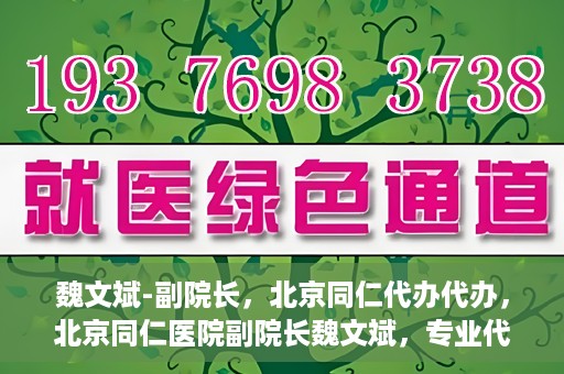 魏文斌-副院长，北京同仁代办代办，北京同仁医院副院长魏文斌，专业代办代办领域的探索与实践