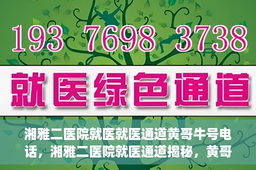 湘雅二医院就医就医通道黄哥牛号电话，湘雅二医院就医通道揭秘，黄哥牛号电话一览无余