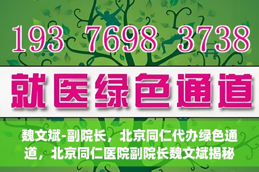 魏文斌-副院长，北京同仁代办绿色通道，北京同仁医院副院长魏文斌揭秘绿色通道代办服务