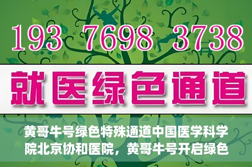 黄哥牛号绿色特殊通道中国医学科学院北京协和医院，黄哥牛号开启绿色特殊通道，北京协和医院助力健康中国行
