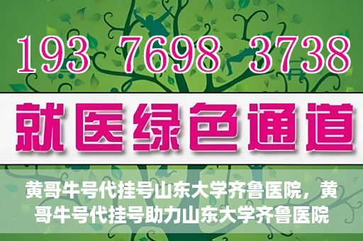 黄哥牛号代挂号山东大学齐鲁医院，黄哥牛号代挂号助力山东大学齐鲁医院就医无忧