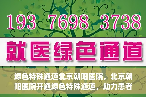 绿色特殊通道北京朝阳医院，北京朝阳医院开通绿色特殊通道，助力患者快速就医