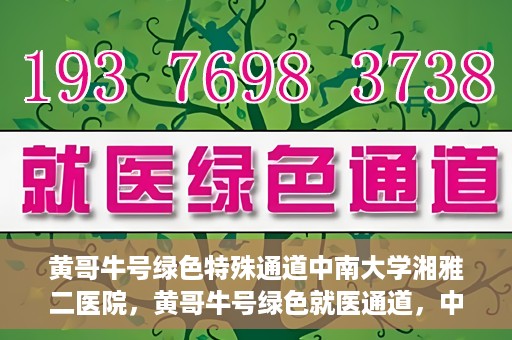 黄哥牛号绿色特殊通道中南大学湘雅二医院，黄哥牛号绿色就医通道，中南大学湘雅二医院特色服务揭秘