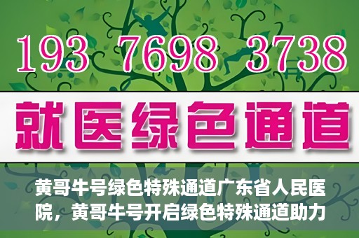 黄哥牛号绿色特殊通道广东省人民医院，黄哥牛号开启绿色特殊通道助力广东省人民医院服务升级
