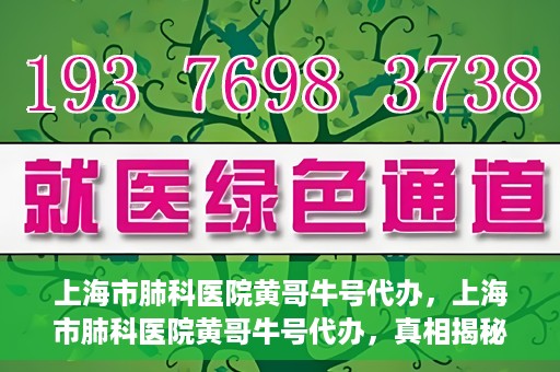 上海市肺科医院黄哥牛号代办，上海市肺科医院黄哥牛号代办，真相揭秘与深度解读