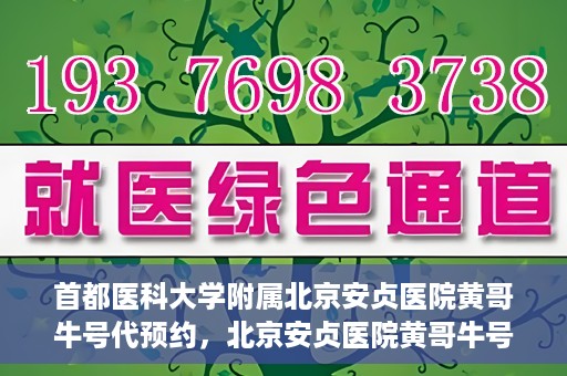 首都医科大学附属北京安贞医院黄哥牛号代预约，北京安贞医院黄哥牛号预约服务解析
