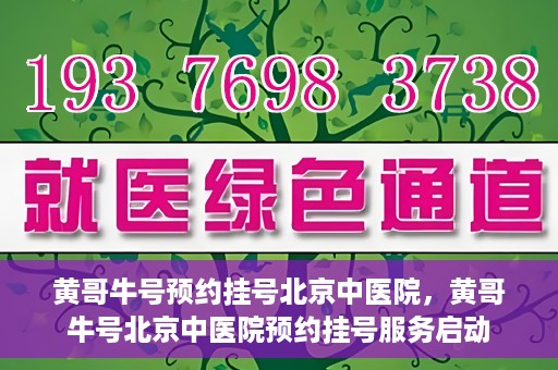 黄哥牛号预约挂号北京中医院，黄哥牛号北京中医院预约挂号服务启动