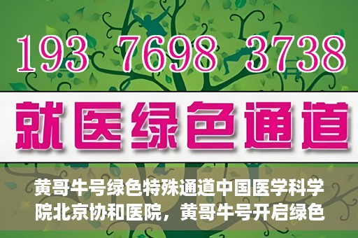 黄哥牛号绿色特殊通道中国医学科学院北京协和医院，黄哥牛号开启绿色特殊通道，北京协和医院助力健康中国行