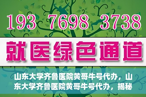 山东大学齐鲁医院黄哥牛号代办，山东大学齐鲁医院黄哥牛号代办，揭秘背后的故事与真相