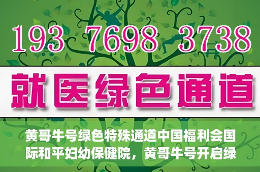 黄哥牛号绿色特殊通道中国福利会国际和平妇幼保健院，黄哥牛号开启绿色特殊通道，助力国际和平妇幼保健院中国福利行动