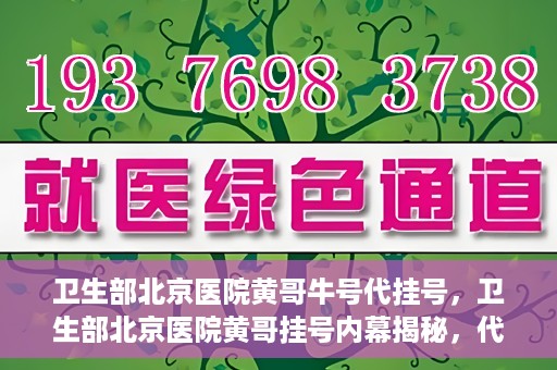 卫生部北京医院黄哥牛号代挂号，卫生部北京医院黄哥挂号内幕揭秘，代挂号背后的故事