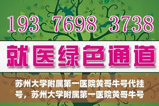 苏州大学附属第一医院黄哥牛号代挂号，苏州大学附属第一医院黄哥牛号代挂号服务解析